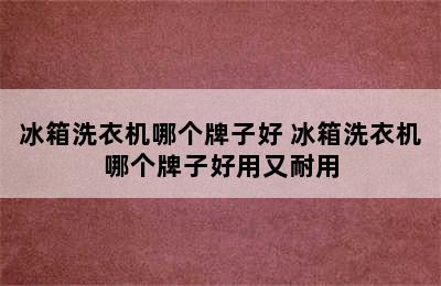 冰箱洗衣机哪个牌子好 冰箱洗衣机哪个牌子好用又耐用